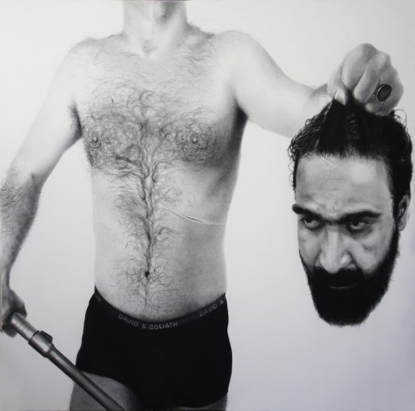 Cinquante ans de solitude iranienne : Mitra Farahani. D & G. 2011, fusain sur toile. Collection particulière. 